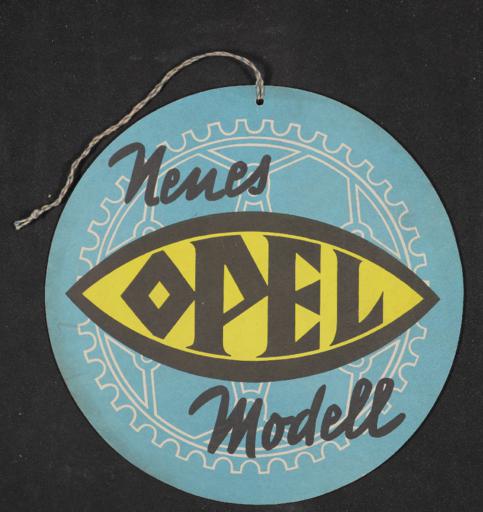 Opel Neues Modell Anhängeschild 1920er Jahre