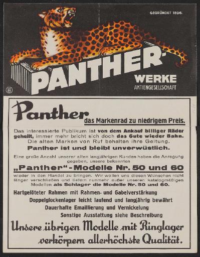Panther, Werbeblatt 1928