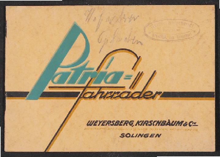 Patria Fahrräder Katalog 1920er Jahre