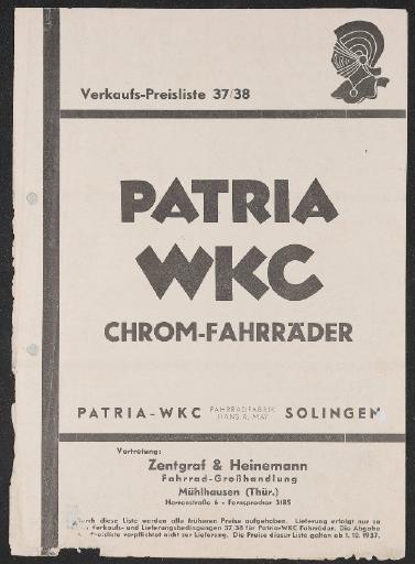 Patria WKC Preisliste 1937
