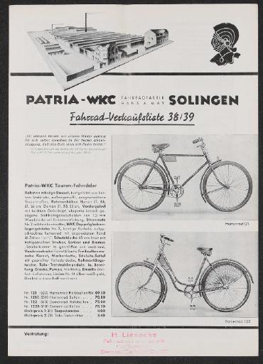 Patria WKC Preisliste 1938