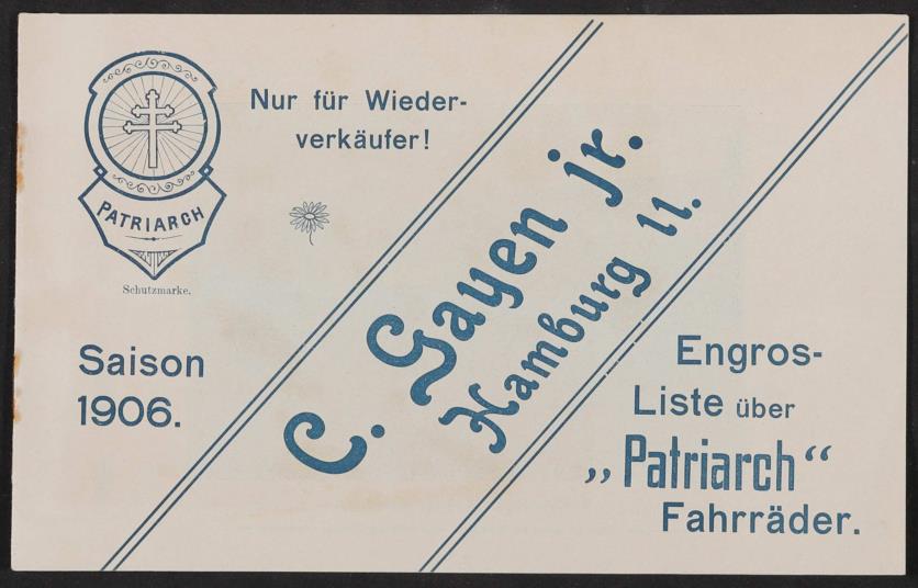 Patriarch Fahrräder, Engros Liste, 1906
