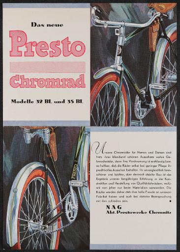 Das neue Presto Chromrad Werbeblatt 20er Jahre