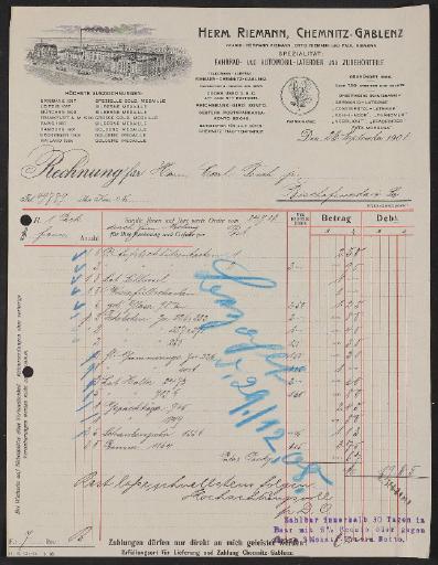 Riemann, Rechnung 1908