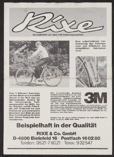 Rixe TS-Komfort mit 3M- Federungssystem Werbeblatt 1982 1983