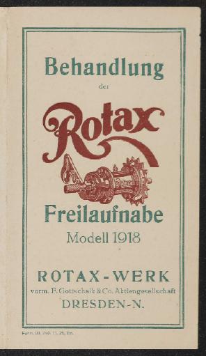 Rotax Behandlung der Rotax Freilaufnabe Modell 1918 Anleitung 1925