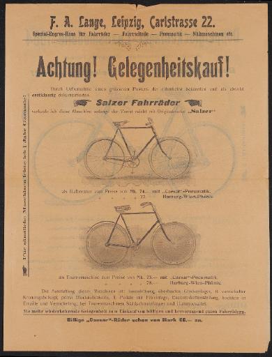 Salzer Fahrräder Prospekt 1904