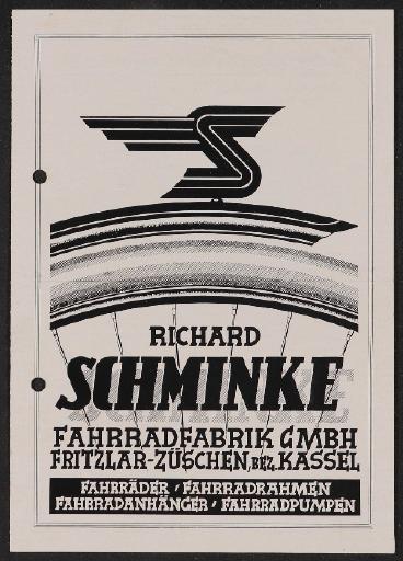 Schminke Fahrradfabrik Faltblatt Preislisten 1950
