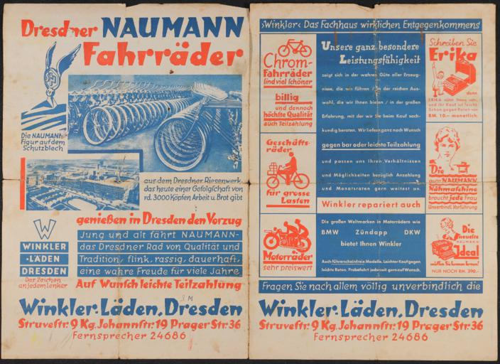 Naumann Fahrräder Prospekt 1930er Jahre