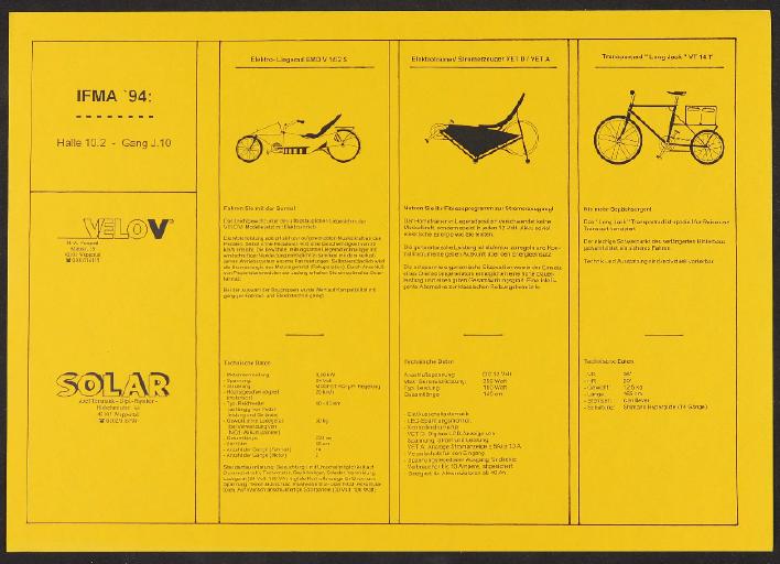 Solar, Elektroliegerad, A. Temmink, Werbeblatt 1994