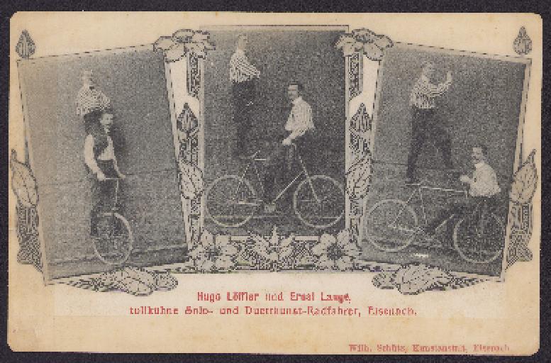 Postkarte Duettkunstfahrer Eisenach 1910er Jahre