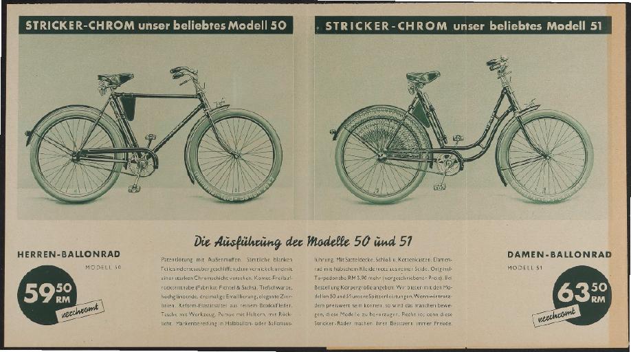 Stricker, Faltblatt, 1930er Jahre