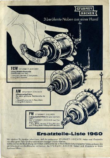 Sturmey Archer Ersatzteile-Liste 1960