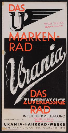 Urania Markenrad Faltblatt 1935