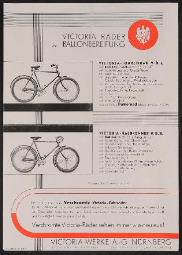 Victoria Räder mit Ballonbereifung Werbeblatt 1930