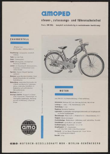 amo amoped FM 50 K Werbeblatt 50er Jahre